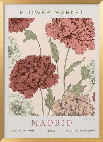 Madrid Flower Market | Poster - Gold Frame Interior