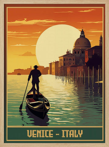 Venice Grand Canal Sunset | Poster - Wood Frame Interior