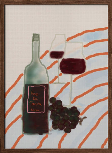 Italian Wine Still Life | Poster - Walnut Frame Interior
