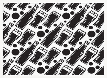 Monochrome Beer Pattern | Poster - White Frame Interior