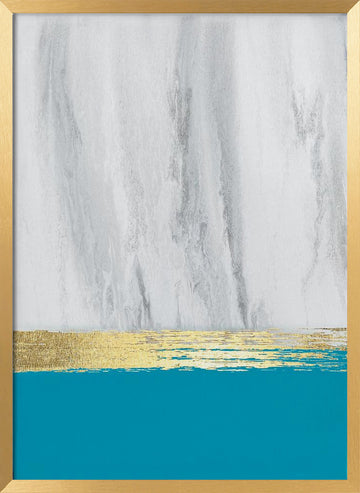 Teal Gold Horizon | Poster - Gold Frame Interior
