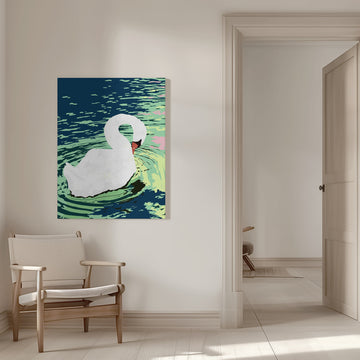 Graceful Swan on Water | Canvas - Room Interior 1