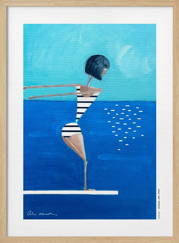 Summer Pool Diver | Poster - Wood Frame Interior