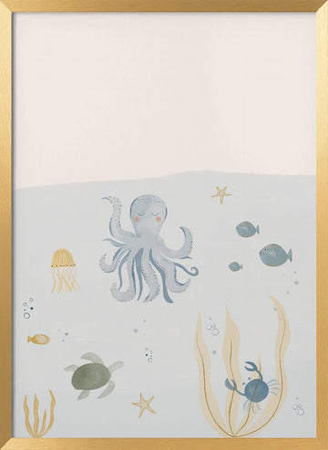 Gentle Ocean Friends | Poster - Gold Frame Interior