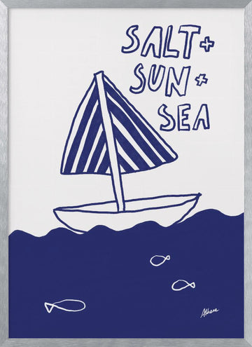 Salt + Sun + Sea | Poster - Silver Frame Interior