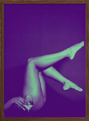 Sensual Legs With Wine | Poster - Walnut Frame Interior