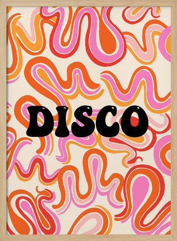 Groovy Disco Waves | Poster - Wood Frame Interior
