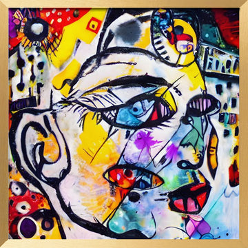 Vibrant Abstract Face | Poster - Gold Frame Interior