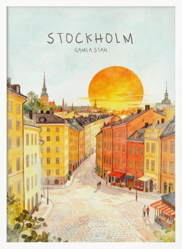 Stockholm Gamla Stan Sunset | Poster - White Frame Interior