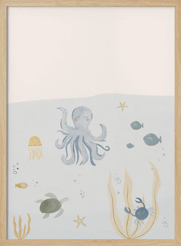 Gentle Ocean Friends | Poster - Wood Frame Interior