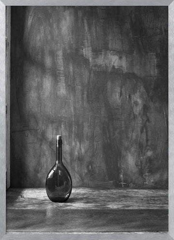 Dark Glass Bottle Still | Poster - Silver Frame Interior