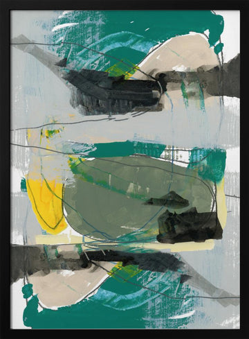 Vibrant Abstract Strokes | Poster - Black Metal Frame Interior