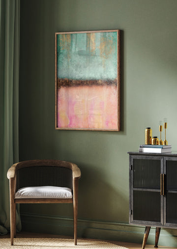 Teal Pink Gold Drips | Poster - Room Interior 2
