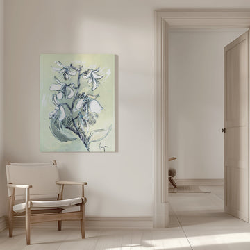 White Floral Sketch | Canvas - Room Interior 1