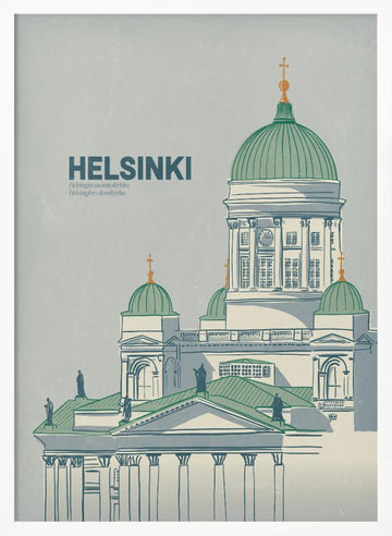 Helsinki Cathedral Illustration | Poster - White Frame Interior