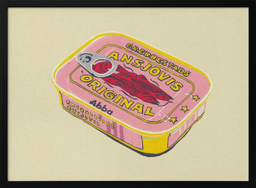 Retro Pink Fish Tin | Poster - Black Metal Frame Interior