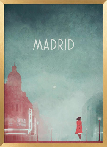 Madrid 1- GRAN VIA | Poster - Gold Frame Interior