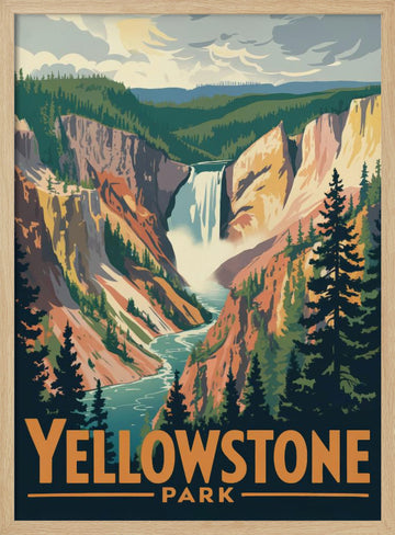 Yellowstone Canyon Falls | Poster - Wood Frame Interior