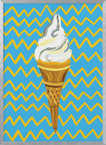 Vibrant Ice Cream Cone | Poster - Silver Frame Interior