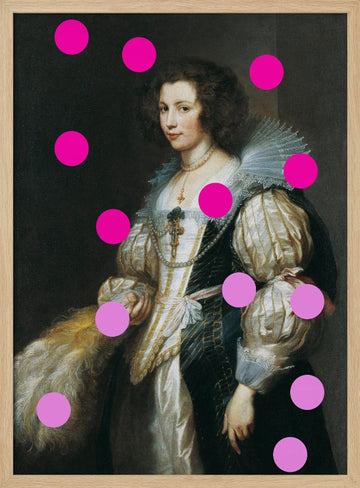 Elegant Lady with Pink Dots | Poster - Wood Frame Interior