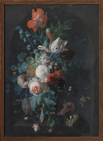 Vase With Flowers By Jan Van Huysum | Poster - Walnut Frame Interior
