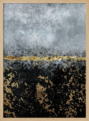 Golden Horizon Abstract | Poster - Wood Frame Interior