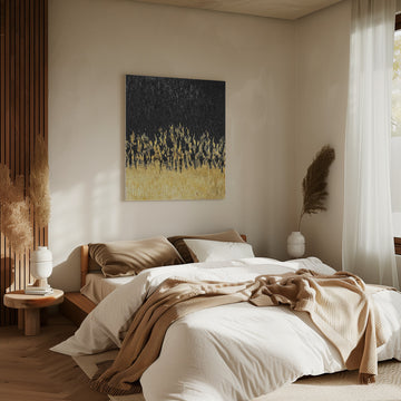 Golden Abstract Flow | Canvas - Room Interior 2