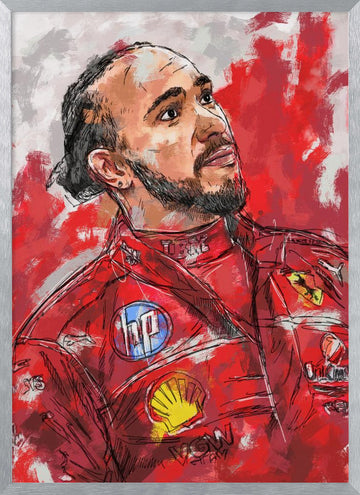 Red Suit Driver | Poster - Silver Frame Interior