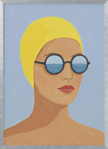 Ocean Gaze Swimmer | Poster - Silver Frame Interior