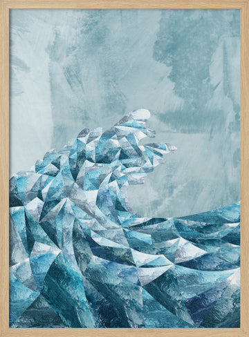 Icy Geometric Wave | Poster - Wood Frame Interior