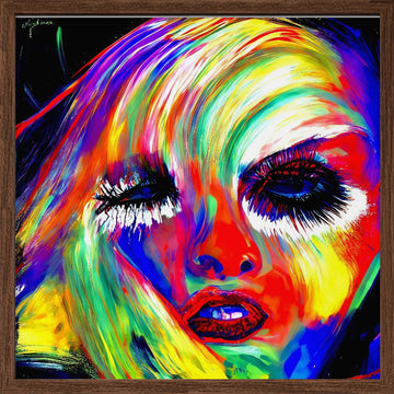 Vibrant Pop Art Portrait | Poster - Walnut Frame Interior