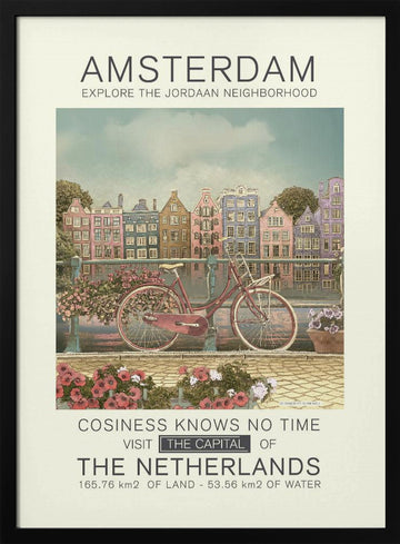 Amsterdam Canal Bicycle | Poster - Black Metal Frame Interior