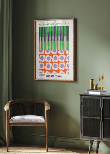 Retro Floral Stripes | Poster - Room Interior 2