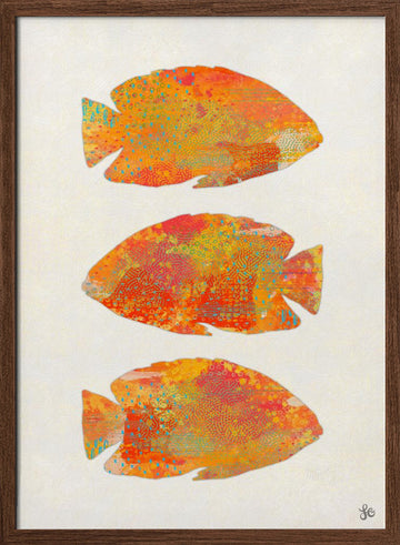Vibrant Tropical Fish | Poster - Walnut Frame Interior