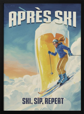 Après Ski Beer Fun | Poster - Black Metal Frame Interior