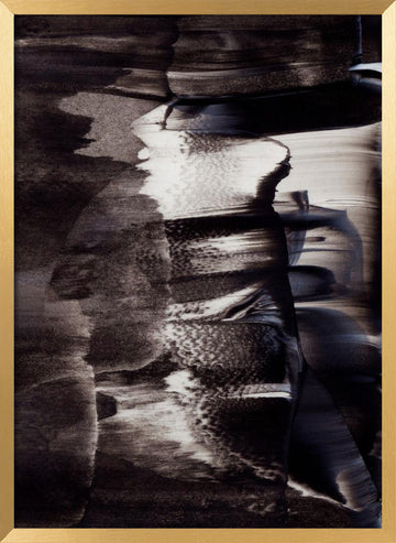 Monochrome Textures And Fluid Brushstrokes | Poster - Gold Frame Interior
