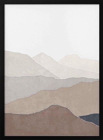 Muted Mountain Landscape | Poster - Black Metal Frame Interior