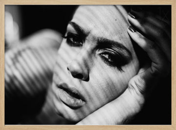 Dramatic Shadowed Gaze | Poster - Wood Frame Interior