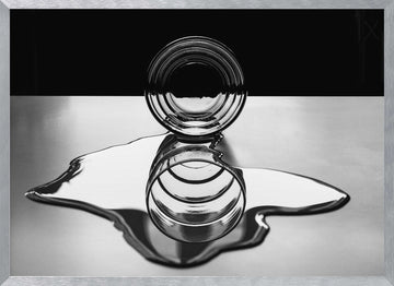 Monochrome Spilled Water | Poster - Silver Frame Interior