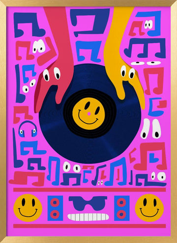 Pink Music Dance Party | Poster - Gold Frame Interior