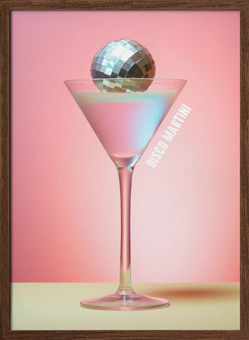 Vibrant Disco Martini | Poster - Walnut Frame Interior