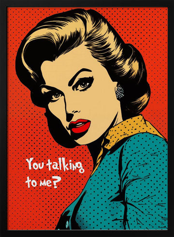 Sassy Pop Art Woman | Poster - Black Metal Frame Interior