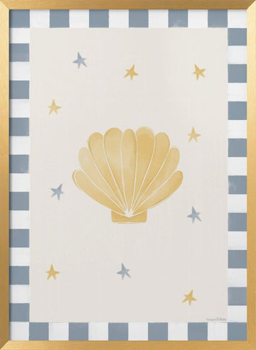 Whimsical Scallop and Stars | Poster - Gold Frame Interior