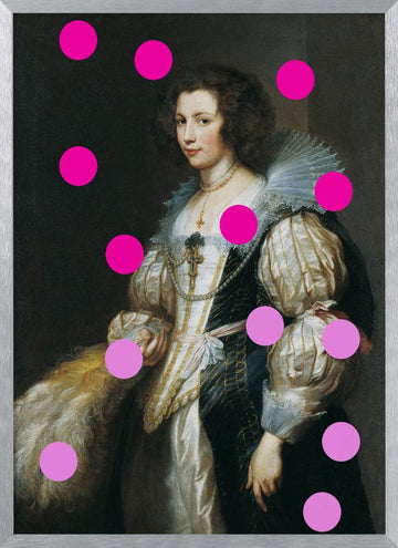 Elegant Lady with Pink Dots | Poster - Silver Frame Interior