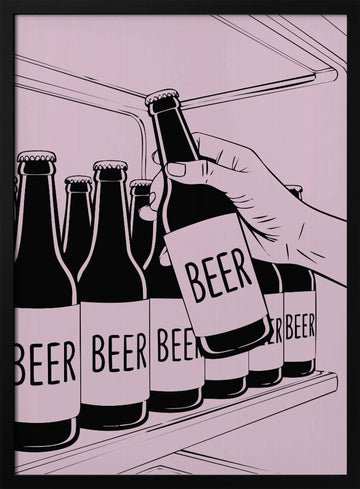 Hand Reaching For Beer | Poster - Black Metal Frame Interior