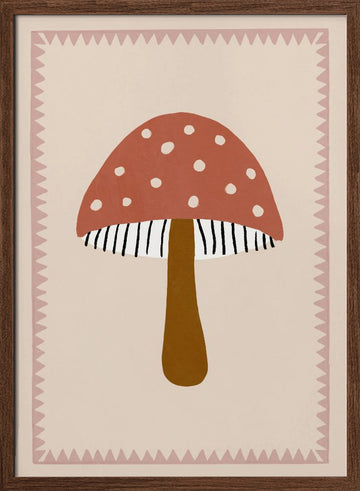 Cute Toadstool | Poster - Walnut Frame Interior