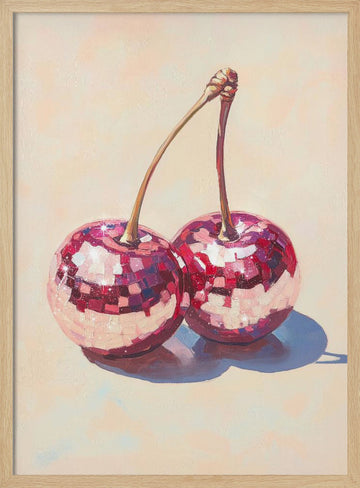 Disco Cherries | Poster - Wood Frame Interior