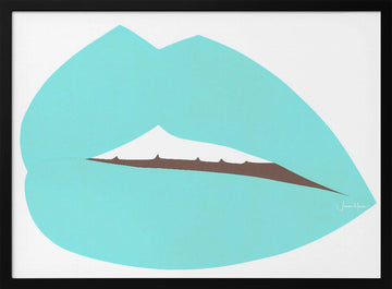 Teal Pop Lips | Poster - Black Metal Frame Interior