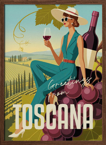 Tuscan Wine Country Style | Poster - Walnut Frame Interior