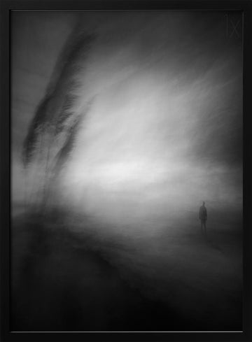 Lone Man Misty Horizon | Poster - Black Metal Frame Interior